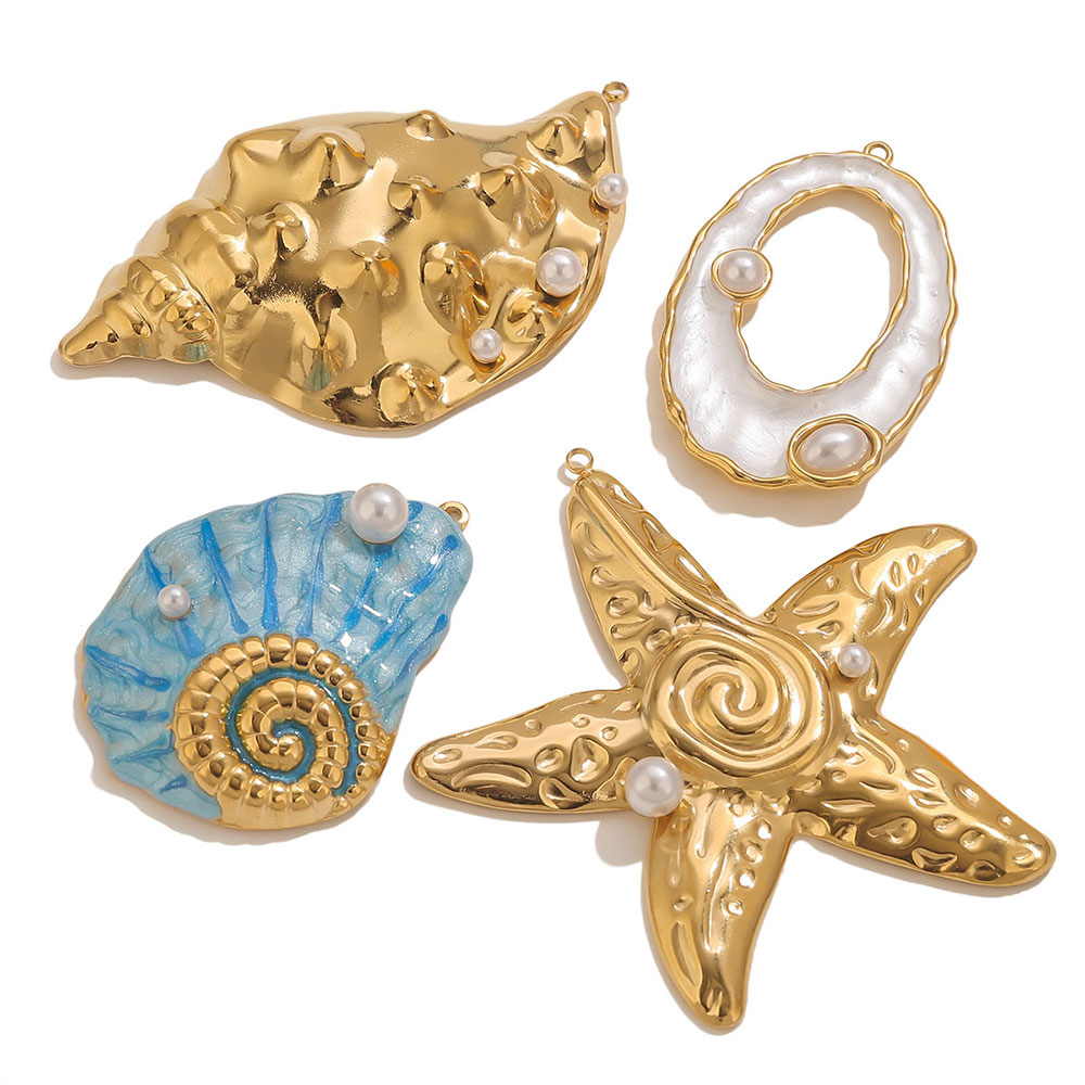1pcs Large Conch Starfish Shel - Pearl Stud Earrings ulasan dan harga