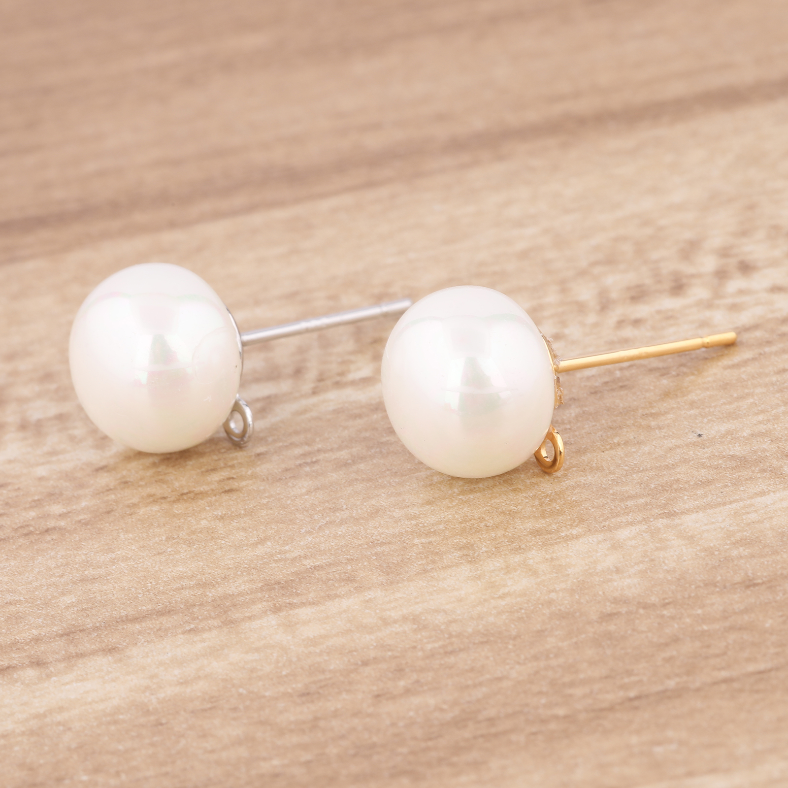 10pcs Copper White K Gold Plat - Pearl Stud Earrings ulasan dan harga