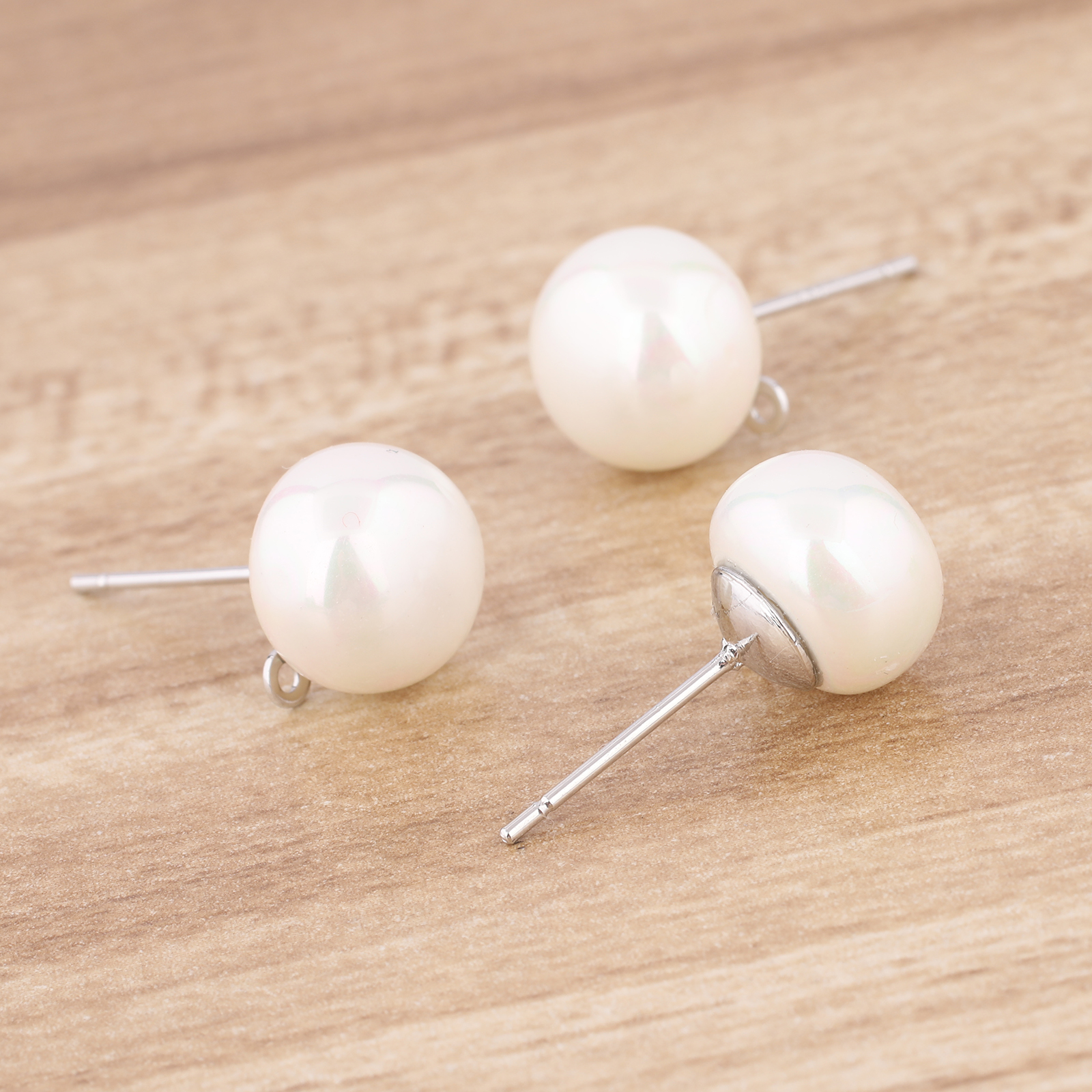 10pcs Copper White K Gold Plat - Pearl Stud Earrings ulasan dan harga